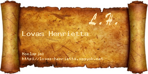 Lovas Henrietta névjegykártya